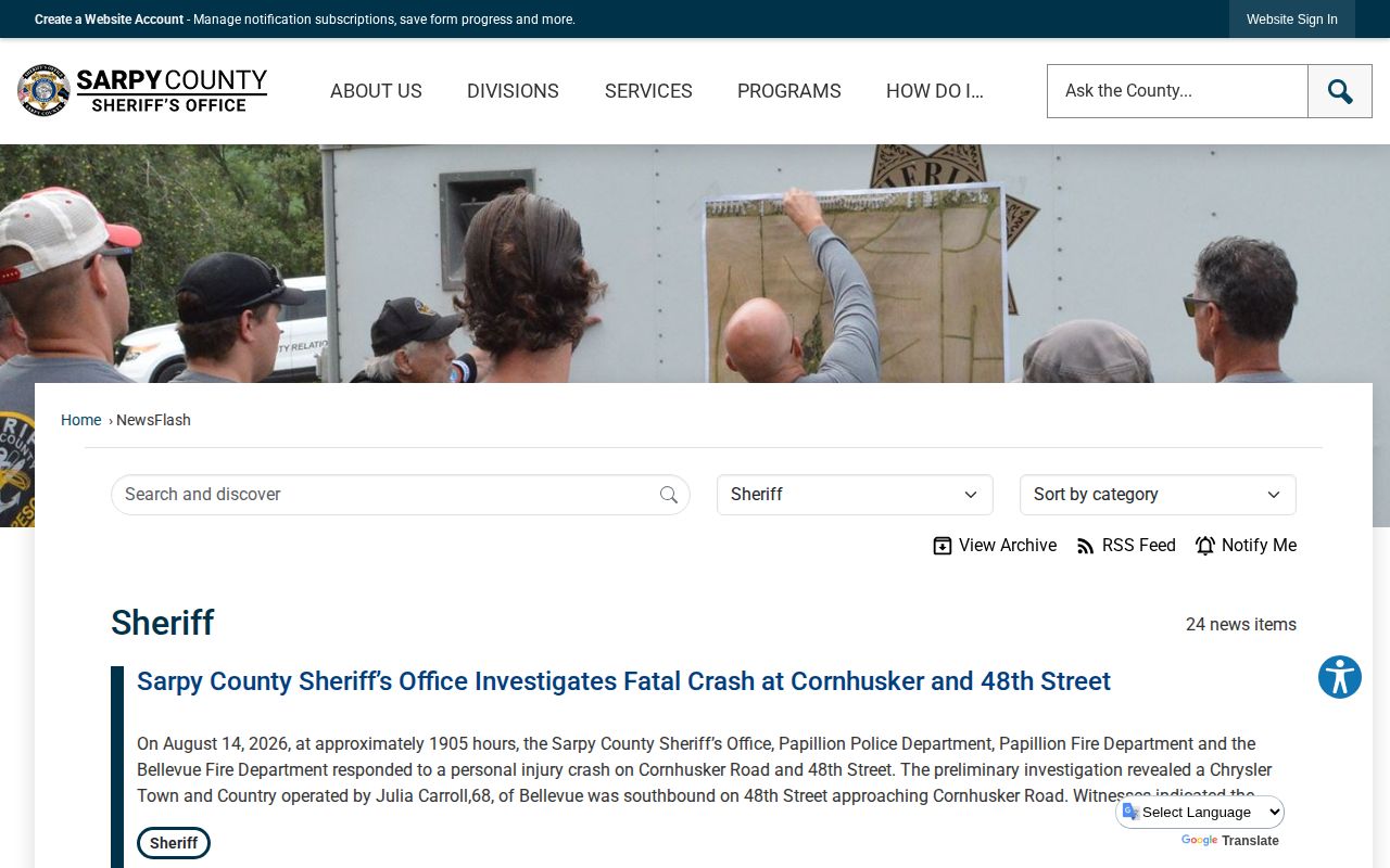 Sarpy County Sheriff NewsFlash public safety announcements
